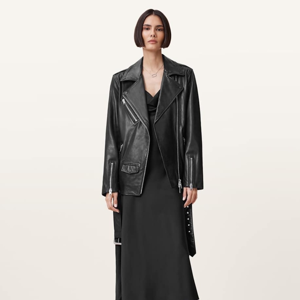 Allsaints BILLIE RELAXED FIT LEATHER BIKER JACKET